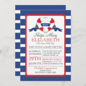 Moderne Nautical Heart Buoy Boy Baby Showdusche Einladung (Vorne/Hinten)