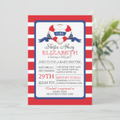 Moderne Nautical Heart Buoy Girl Babydusche Einladung (Stehend Vorderseite)