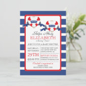 Moderne Nautical Heart Buoy Twins Baby Dusche Einladung (Stehend Vorderseite)