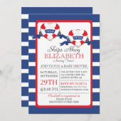 Moderne Nautical Heart Buoy Twins Baby Dusche Einladung (Vorne/Hinten)