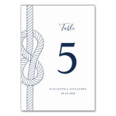 Moderne Nautical Knot Rope Wedding Tischnummer (Vorderseite)