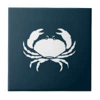 Moderne Nautical Navy Blue Crab Kitchen Backsplash