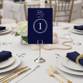 Moderne Nautical Rope Navy Blue Wedding Tischnummer