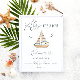 Moderne Nautical Sailboat Babydusche Willkommen Poster