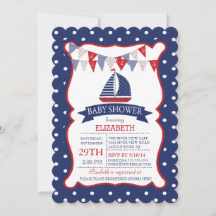 Moderne Nautical Sailboat Kinderdusche Einladung
