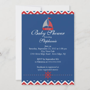 Moderne Nautical Sailboat Kinderdusche Einladung