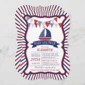 Moderne Nautical Sailboat Kinderdusche Einladung (Vorne/Hinten)
