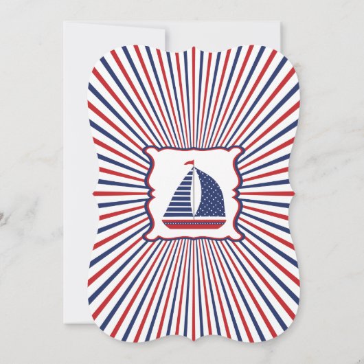 Moderne Nautical Sailboat Kinderdusche Einladung (Rückseite)