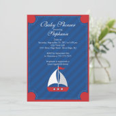 Moderne Nautical Sailboat Kinderdusche Einladung (Stehend Vorderseite)
