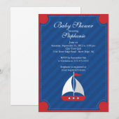 Moderne Nautical Sailboat Kinderdusche Einladung (Vorne/Hinten)