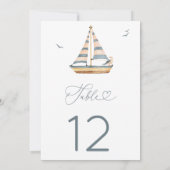 Moderne Nautical Sailboat-Tischnummer (Rückseite)