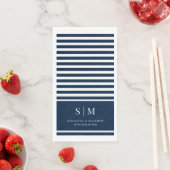 Moderne Nautical Stripes Couple Monogram Wedding Serviette (Beispiel)