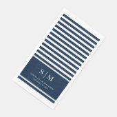 Moderne Nautical Stripes Couple Monogram Wedding Serviette (Ecke)