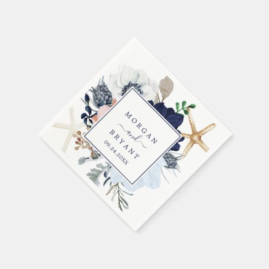 Moderne Nautik | Blumenhochzeit Serviette (Ecke)