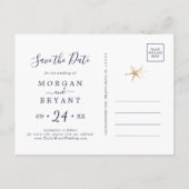 Moderne Nautik | Floral Save the Date Postkarte (Rückseite)