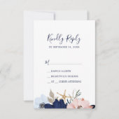 Moderne Nautik | Floral Simple RSVP Card Karte (Vorderseite)