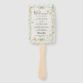 Moderne Nautik | Floral Wedding Program Hand Fan Fächer (Vorderseite)