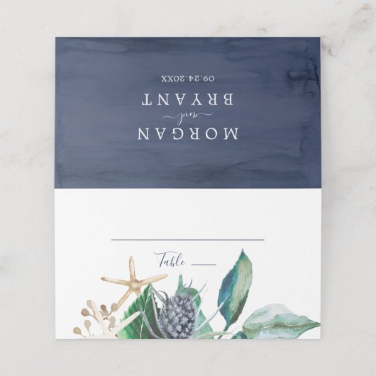 Moderne Nautik | Gedeckte Hochzeit im Grünen Platzkarte (Außenseite Aufgefaltet)