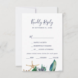 Moderne Nautik Green Menu Choice RSVP Card