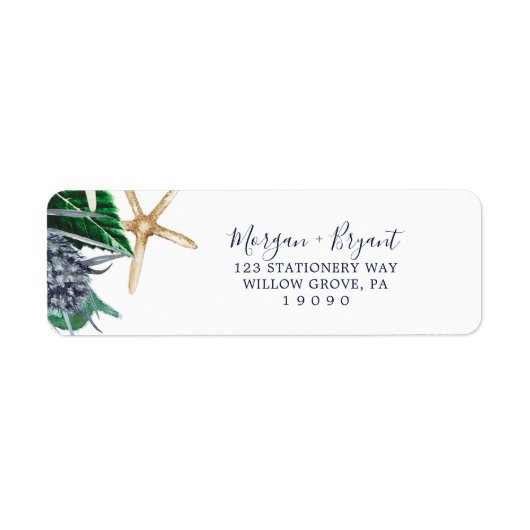 Moderne Nautik | Green Return Address Label (Vorne)