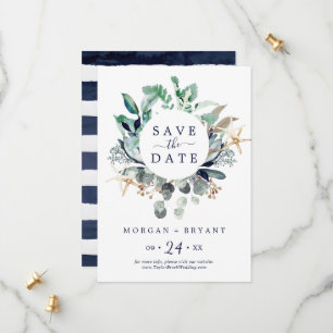 Moderne Nautik Green Save the Date Card