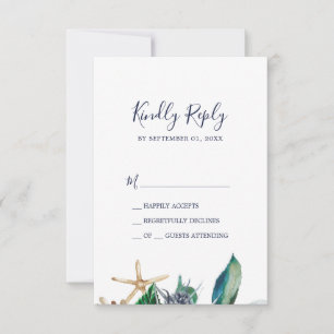 Moderne Nautik Green Simple RSVP Card