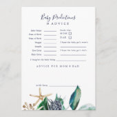 Moderne Nautik | Greenery Baby Predictions & Hinweiskarte (Vorderseite)