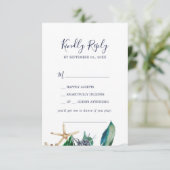 Moderne Nautik | Greenery Song Request RSVP Card (Stehend Vorderseite)
