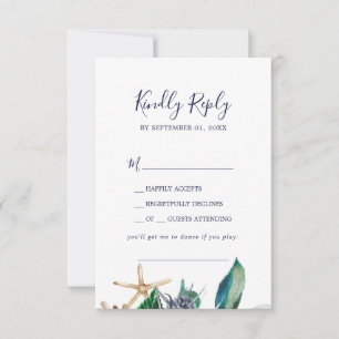 Moderne Nautik   Greenery Song Request RSVP Card Karte