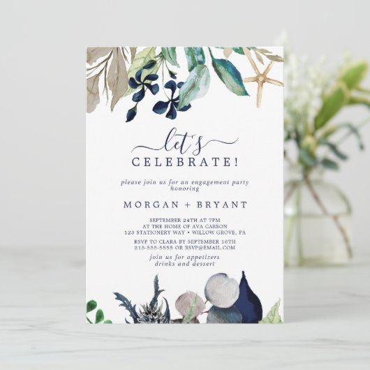 Moderne Nautik | Grüne Feiern Einladung (Stehend Vorderseite)