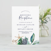 Moderne Nautik | Grüne Hochzeitsempfang Einladung (Stehend Vorderseite)