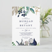 Moderne Nautik | Grüne Lässig Hochzeit Einladung (Stehend Vorderseite)