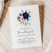 Moderne Nautik | Hochzeitsblumengestreifen Einladung