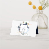 Moderne Nautik | Hochzeitsflorale Platzkarte (Rückseite)