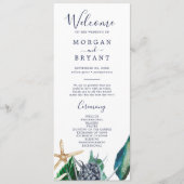 Moderne Nautik | Hochzeitsprogramm für Grünpflanze Programm (Vorderseite)