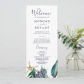 Moderne Nautik | Hochzeitsprogramm für Grünpflanze Programm (Stehend Vorderseite)