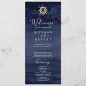 Moderne Nautik | Hochzeitsprogramm für Schiffshilf Programm (Vorderseite)