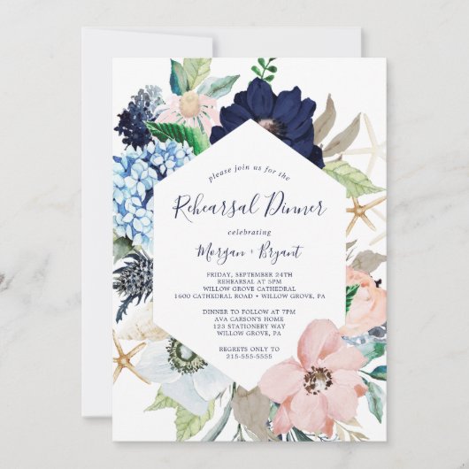 Moderne Nautik | Probe mit Flora Einladung (Vorderseite)