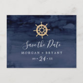 Moderne Nautik | Schiffs-Helm Save the Date Postka Einladungspostkarte (Vorderseite)