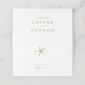 Moderne Nautik | Starfish Brown Wedding Platzkarte (Außenseite Aufgefaltet)