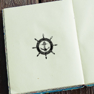 Moderne nautische Anker-Schiffsscheibe Bibliotheks Gummistempel