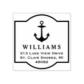 Moderne Nautische Ankerrahmen-Rücksendeadresse Gummistempel (Prägung)