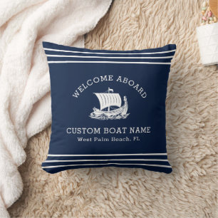 Moderne nautische benutzerdefinierte Bootname und Kissen