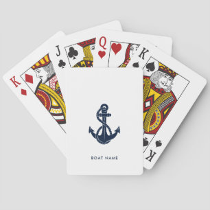 Moderne nautische Bootname Marineblauer Anker Cust Spielkarten