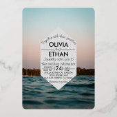 Moderne nautische Hochzeitsnacht Folieneinladung (Vorderseite)