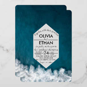 Moderne nautische Hochzeitsnacht Folieneinladung