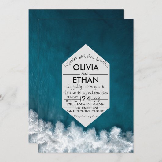 Moderne nautische Hochzeitsreise an der Küste Einladung (Vorne/Hinten)