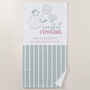 Moderne nautische Küsten-Cowgirl-Junggesellinnenpa Strandtuch