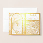 Moderne Nautische Meere & Grüße Dolphin Folienkarte (Vorderseite mit Umschlag)