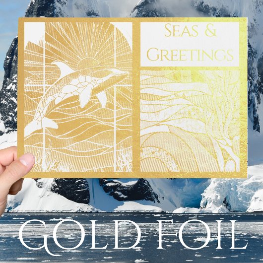 Moderne Nautische Meere und Grüße, Orca Whale Folienkarte